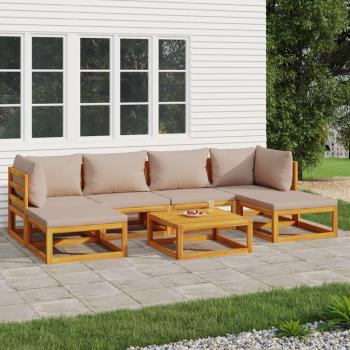 7-Piece Solid Wood Garden Lounge Set with Taupe Cushions