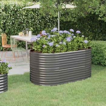 vidaXL Garden Raised Bed Powder-Coated Steel 152x80x68 cm Grey