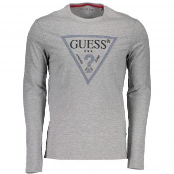 Guess Cn LS Denim Triangle, Camiseta de Manga Larga para Hombre, Gris
