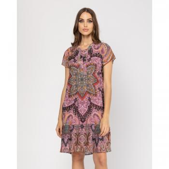 Vestido corto y recto con volteo plisado Niza
