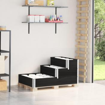 Jardinera negra de 3 niveles madera de pino 120x80 cm