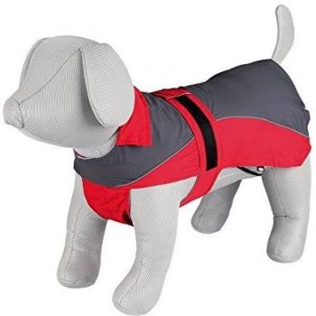 TRIXIE Abrigo Impermeable Lorient, M, 50 cm, Rojo-Gris, Perro