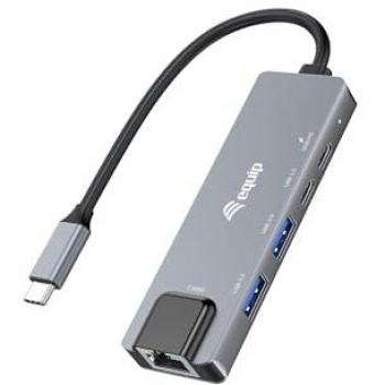 Adaptador USB-C 5 en 1 a Ethernet 2.5GbE con 4 Puertos USB y Carga PD de 100W - Equip 133496