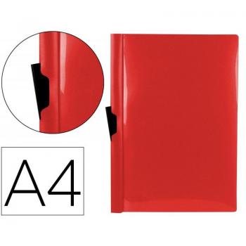 Carpeta dossier con pinza lateral A4 roja transparente de polipropileno (60 hojas)