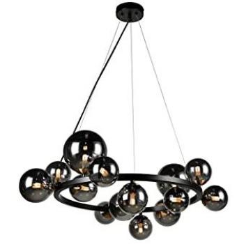 Lámpara Colgante Astros 14L Negro Mate y Gris Espejo G9