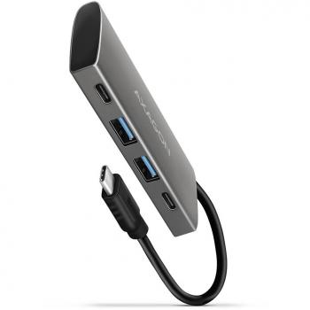 AXAGON HMC-4G2 USB 3.2 Gen 2 Multiport Hub with 2x USB-A and 2x USB-C Ports, Includes 13cm USB-C Cable