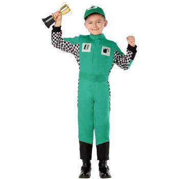 Kimokawaii Disfraz de Piloto verde de coches para niños