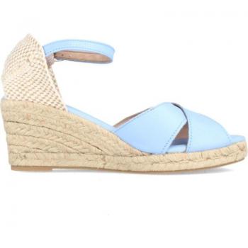 Sandalias de Mujer MARILA YUTE con Cuña Media en Piel Doris Azul Polvo Celeste