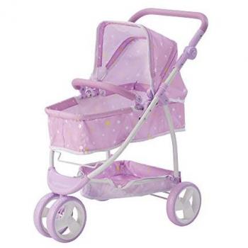 Teamson Kids Olivia's Little World 2 in 1 Baby Doll Stroller Pram Buggy Foldable Purple OL-00010