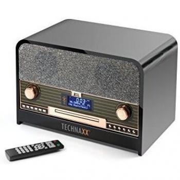 Technaxx Radio estéreo Retro Dab+/FM con Reproductor de CD y USB TX-102 Bluetooth, reproducción en Negro