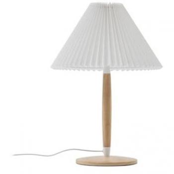 Lámpara de mesa Ellorin de Lucande, blanca, madera, Ø 37 cm, E27