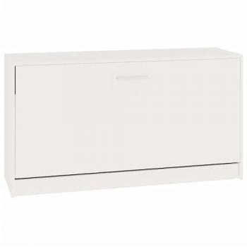 Banco zapatero de madera contrachapada blanco brillo 80x24x45 cm