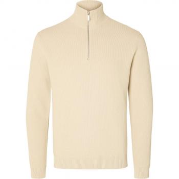 Selected Dane Zipped Pullover Sweater - Beige Regular Fit XXL