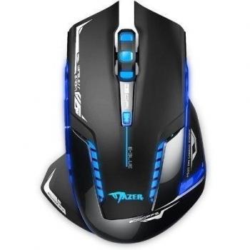 ZeleSouris EB-21 - Mazer II Ratón para juegos 2.4Ghz inalámbrico/ AVOGO Sensor / 500DPI- 2500DPI / Óptico/ con LED azul con un cojín sin pilas