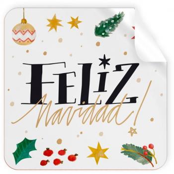 Rollo de etiquetas cuadradas blancas 250 ud. - Feliz Navidad - Arguval