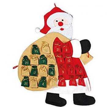 Calendario Adviento de papa Noel de 78 cm.