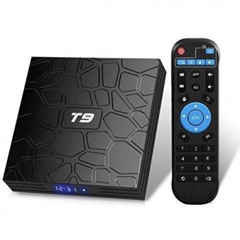 Android TV Box 9.0,2019 T9 Android Box 4GB RAM 32GB ROM RK3318 Quad Core/2.4GHz/5.0Ghz wifi/64 bits / BT4.0 / H.265 / 3D UHD 4K Smart TV Box