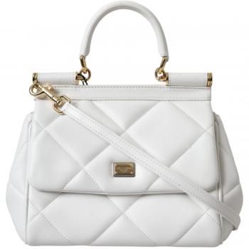 Dolce & Gabbana White Quilted Leather SICILY Shoulder Purse Satchel Bag