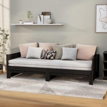 Sofá cama extraíble de madera maciza de pino negro 2x(90x190) cm