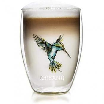 Taza de Té Doble Pared Creano Colibrí Azul, Vidrio Borosilicatado, 250ml en Caja de Regalo Exclusiva
