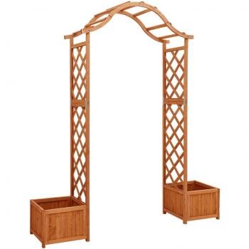 Solid Firwood Garden Pergola with Side Planters