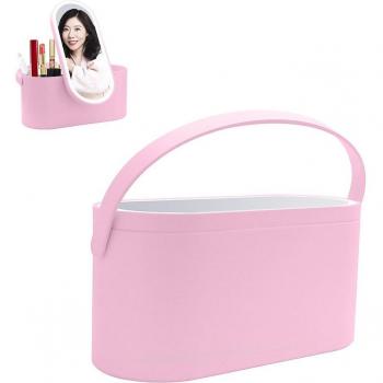 Espejo con luces LED especial maquillaje con caja organizadora de maquillaje portátil