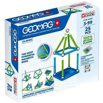 Geomag Classic - 25 Piezas - Bloques de Construcción Magnética para Niños - Green Line - Juguetes Educativos de Plástico 100% Reciclado