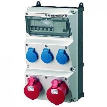 Mennekes AMAXX 930008 CEE Socket Combination Wall Mount with 3 Schuko, 1 CEE 16A, and 1 CEE 32A, IP44 Rated