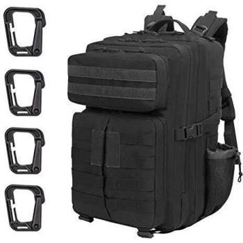 Mochila Táctica Impermeable 45L Gran Capacidad Nylon 900D Múltiples Bolsillos para Senderismo Acampada, Montañismo, Caza, Aire Libre Ciclismo y más - Negro