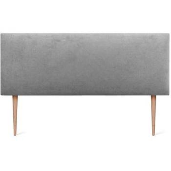 Cabecero Tapizado AQUALINE Liso de Polipiel o Tela Gris con Patas (145x105cm) para Camas 120/135/140 - Lujo