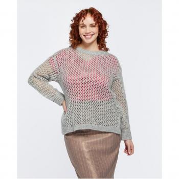 Suéter calado de mohair con diseño perforado y cuello barco