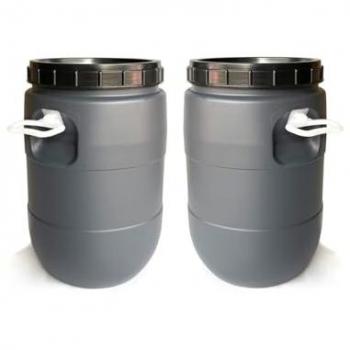 Bidón de boca ancha de 30 litros con asas - Pack de 2 unidades - Gris y Negro