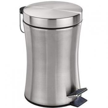 Wenko Pieno Cubo de Pedal para Baño 3 L, Acero Inoxidable, Plata, 23.5x17x25.5 cm
