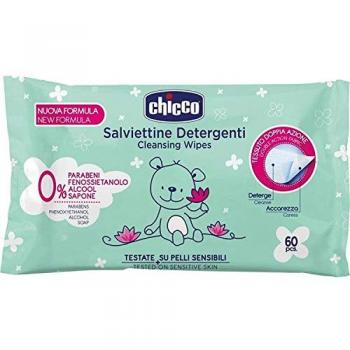 Chicco Toallitas Limpiadoras para Bebés 60 Piezas - 0% Parabenos, 0% Alcohol, Ideal para Pieles Sensibles