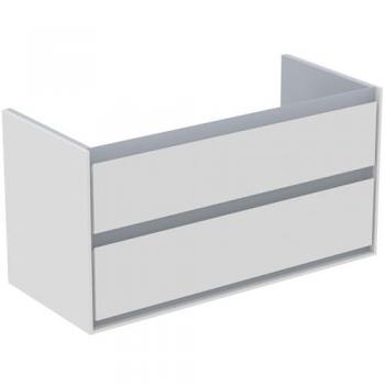 Mueble de baño Ideal Standard Connect Air 100x44x51,7 cm blanco brillante / gris claro mate con 2 cajones