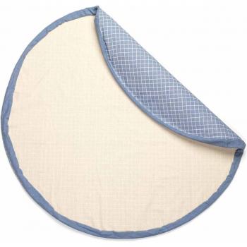 Play & Go Organic Tapete de Juego 2 en 1 Cuadrícula Azul ⌀140 cm