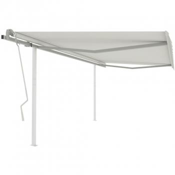 vidaXL Manual Retractable Awning with Posts 4x3 m Cream
