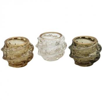 Portavelas Gris 3U Origen Home Decor - Jarrones y Portavelas 6x8x8 cm