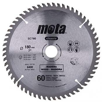 Sierra circular de Widia de 180mm 7 1/4 con 60 dientes - CLP18 SC760P Mota