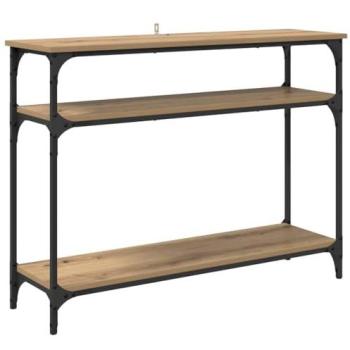 Mesa Consola con Estante de Roble Artesanal 100 x 29 x 75 cm en Madera Ingenierizada