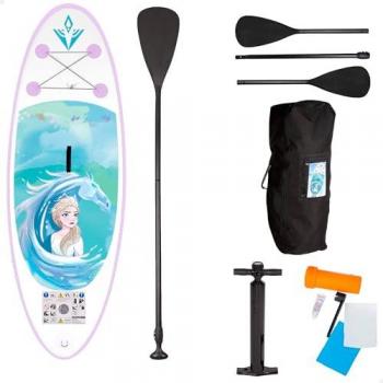 Tabla de paddle surf hinchable John Frozen para principiantes de 8 a 14 años, estable y resistente, incluye remo 2 en 1, hinchador, bolsa de transporte y kit de reparación
