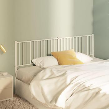 Cabecero de metal blanco de 180 cm con diseño moderno, estructura resistente, acabado en pintura blanca, fácil instalación y compatibilidad con camas estándar