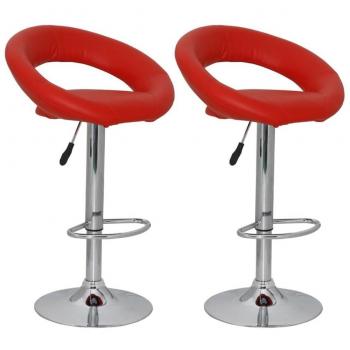 (Set de 2) taburetes de bar de diseño en cuero rojo