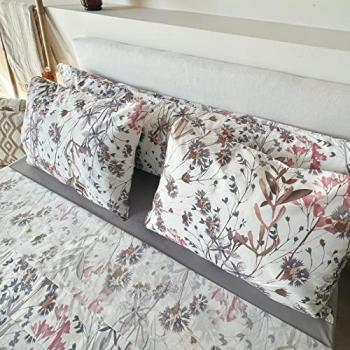 Juego de Sábanas 100% Algodón Estampado Flores Violeta - Set de 3 o 4 Piezas para Cama 90/135/150