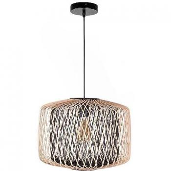 Lámpara de Techo Colgante BAMBOO D.39cm 1xE27 en bambú negro y natural, altura regulable, 60W