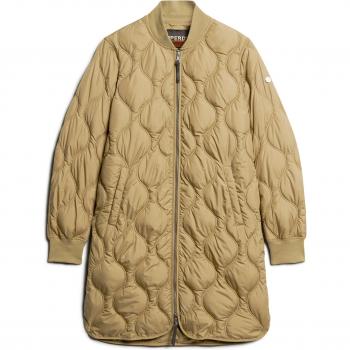 Superdry Women's Long Quilted Fleece Coat, Sustainable Recycled Polyester, Dried Herb Green