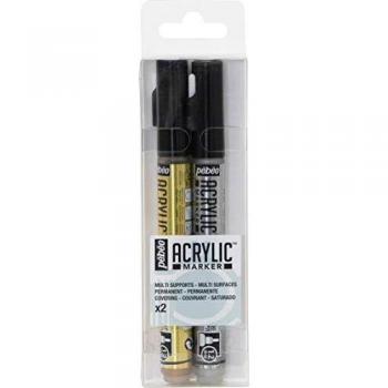 Set de 2 Marcadores Acrílicos DecoMarker 1.2 mm - Oro y Plata