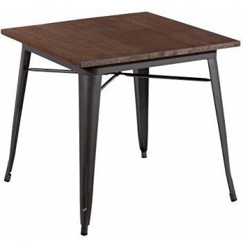 Mesa de Comedor Cuadrada de Madera y Acero Industrial Gris de 75x80x80 cm - LOLAhome