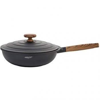 Oroley - Sartén Wok Nature | Antiadherente | para Inducción y Todo Tipo de Cocinas | Ecológica | con Tapa de Vidrio | 30 cm