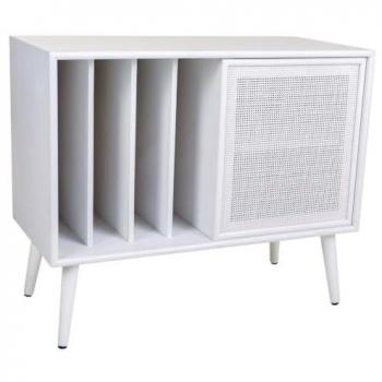 Mueble Auxiliar Bajo de Madera y Rejilla Alexandra House Living Blanco 80 x 38 x 67 cm